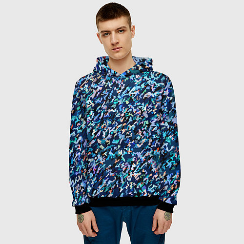Мужская толстовка Абстрактная текстура синий пёстрый / 3D-Черный – фото 3