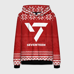 Толстовка-худи мужская Новогодний Seventeen, цвет: 3D-черный