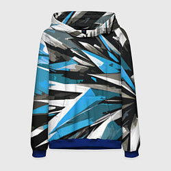 Толстовка-худи мужская Чёрно-сине-белая абстракция, цвет: 3D-синий