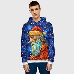 Толстовка-худи мужская Santa Claus: pop-art-brut-nouveau pointillism, цвет: 3D-белый — фото 2