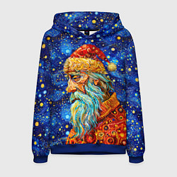 Толстовка-худи мужская Santa Claus: pop-art-brut-nouveau pointillism, цвет: 3D-синий