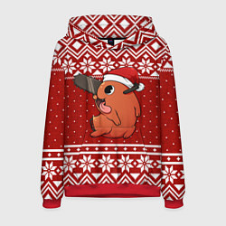 Толстовка-худи мужская Почита новогодний свитер, цвет: 3D-красный