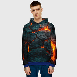 Толстовка-худи мужская Скала и лава, цвет: 3D-синий — фото 2
