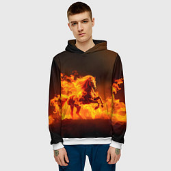 Толстовка-худи мужская Огненная лошадь, цвет: 3D-белый — фото 2