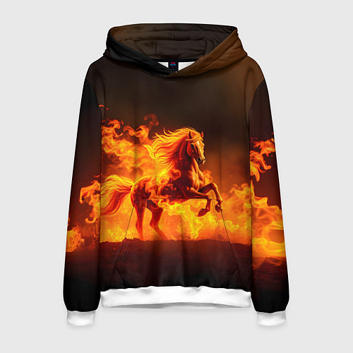 Мужская толстовка Огненная лошадь / 3D-Белый – фото 1
