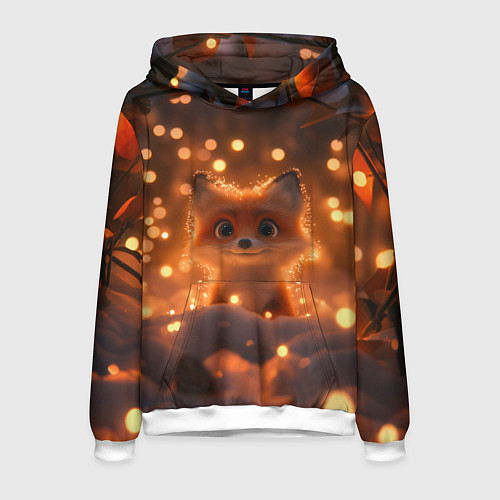 Мужская толстовка Лисичка в желтых огоньках / 3D-Белый – фото 1