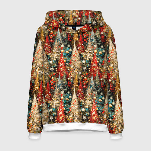 Мужская толстовка Новогодний еловый лес / 3D-Белый – фото 1