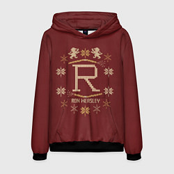 Толстовка-худи мужская Свитер Рона Уизли рождественский, цвет: 3D-черный