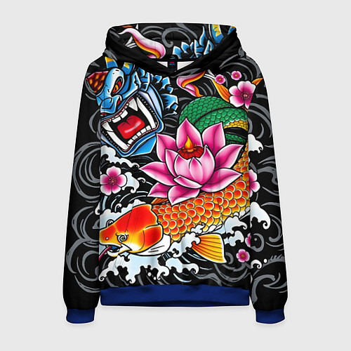 Мужская толстовка Иредзуми татуировка / 3D-Синий – фото 1