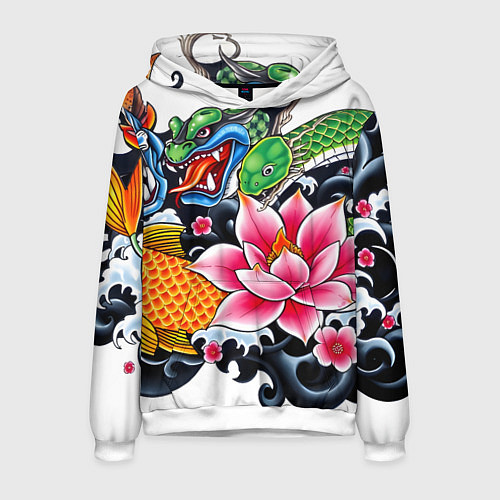 Мужская толстовка Иредзуми на белом фоне / 3D-Белый – фото 1