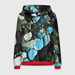 Толстовка-худи мужская Чёрно-синий камень, цвет: 3D-красный