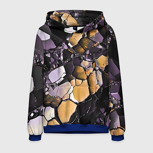Мужская толстовка Чёрно-жёлтый камень / 3D-Синий – фото 1