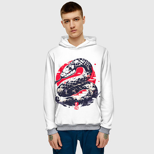 Мужская толстовка Змея и иероглифы / 3D-Меланж – фото 3