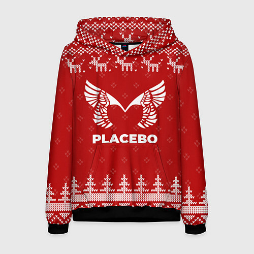 Мужская толстовка Новогодний Placebo с оленями / 3D-Черный – фото 1