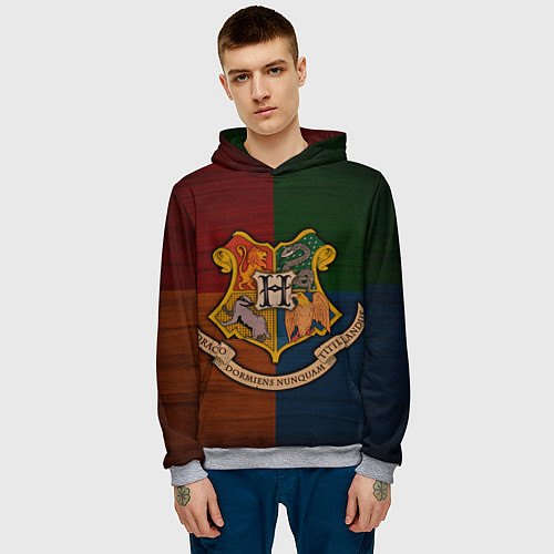 Мужская толстовка Hogwarts emblem / 3D-Меланж – фото 3