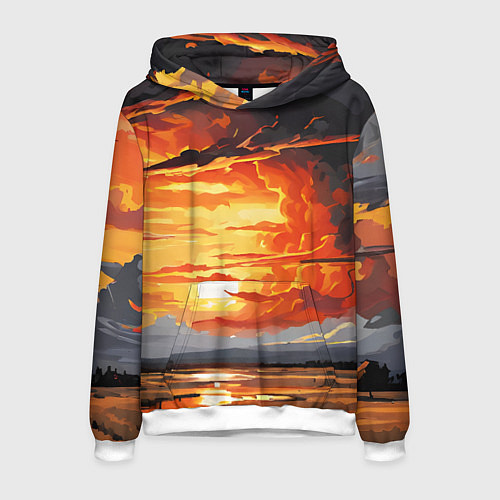 Мужская толстовка Багровый закат / 3D-Белый – фото 1
