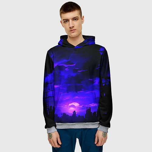 Мужская толстовка Фиолетовый апокалиптический закат / 3D-Меланж – фото 3