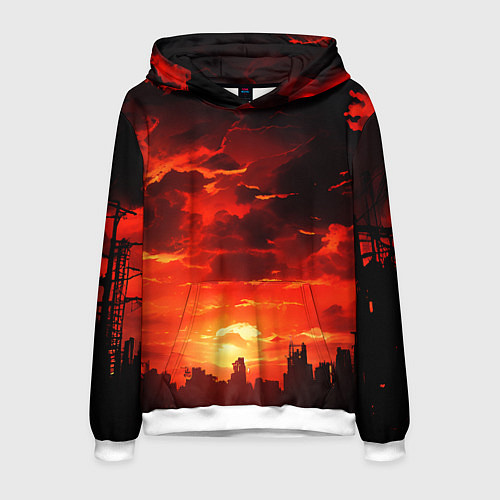 Мужская толстовка Багровый апокалиптический закат / 3D-Белый – фото 1
