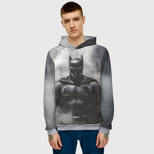 Мужская толстовка Бэтмен в дыму / 3D-Меланж – фото 3