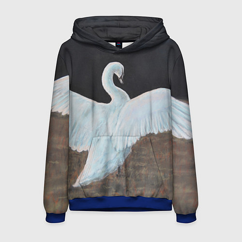 Мужская толстовка Лебедь белый / 3D-Синий – фото 1