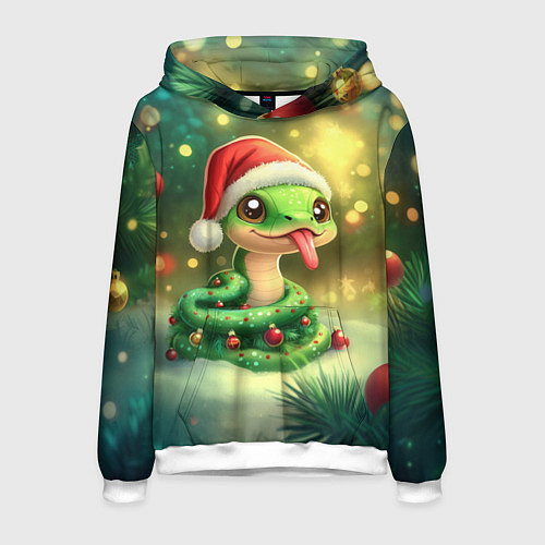 Мужская толстовка Змейка показывает язык / 3D-Белый – фото 1