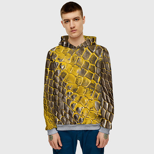 Мужская толстовка Красивая кожа змеи / 3D-Меланж – фото 3