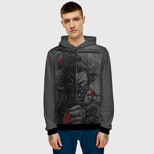 Мужская толстовка Дзин Сакай - самурай / 3D-Черный – фото 3