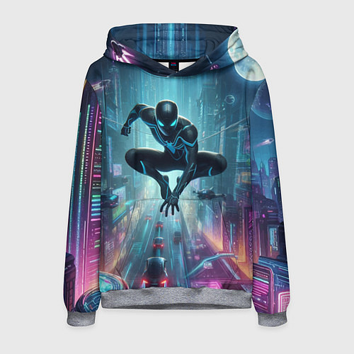 Мужская толстовка Spider-man in the neon metropolis / 3D-Меланж – фото 1