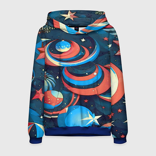 Мужская толстовка Абстракция ёлочных игрушек / 3D-Синий – фото 1