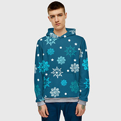 Толстовка-худи мужская Резные снежинки, цвет: 3D-меланж — фото 2
