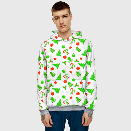 Мужская толстовка Новогодний ёлочный паттерн / 3D-Меланж – фото 3