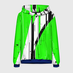 Мужская толстовка Black and white vertical stripes on a green backgr