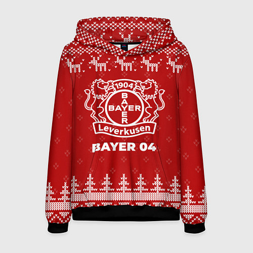 Мужская толстовка Новогодний Bayer 04 с оленями / 3D-Черный – фото 1