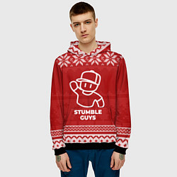 Толстовка-худи мужская Новогодний Stumble Guys, цвет: 3D-черный — фото 2