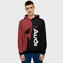 Толстовка-худи мужская Audi и череп, цвет: 3D-черный — фото 2