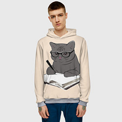 Толстовка-худи мужская Психолог кот, цвет: 3D-меланж — фото 2