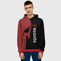 Толстовка-худи мужская Toyota и череп, цвет: 3D-красный — фото 2