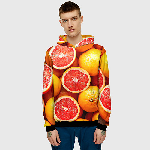 Мужская толстовка Грейпфруты / 3D-Черный – фото 3