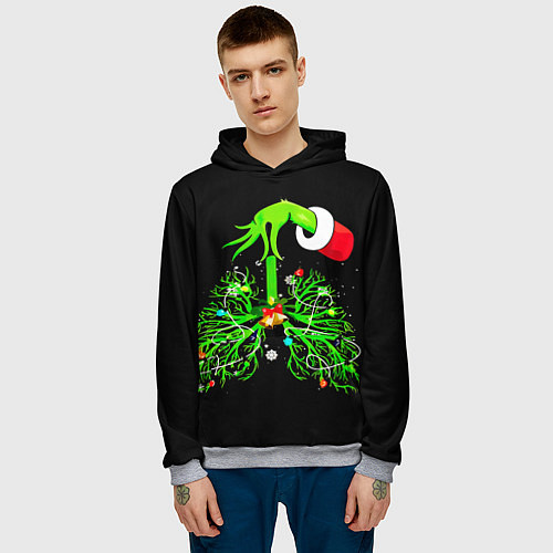 Мужская толстовка Гринч похищает сердца / 3D-Меланж – фото 3