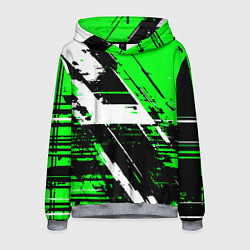 Мужская толстовка Diagonal black and white stripes on a green backgr