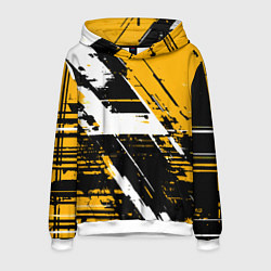 Мужская толстовка Diagonal black and white stripes on a yellow backg