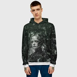 Толстовка-худи мужская Андроид с кибернетическим паттерном, цвет: 3D-белый — фото 2