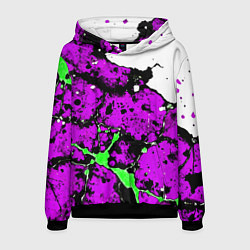 Толстовка-худи мужская Зелёно-розовая абстракция на белом фоне, цвет: 3D-черный
