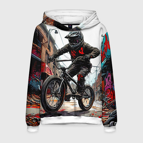 Мужская толстовка BMX трюки в городе / 3D-Белый – фото 1