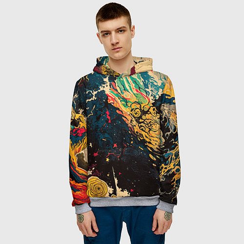 Мужская толстовка Абстракция ктулху - нейросеть / 3D-Меланж – фото 3