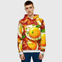 Толстовка-худи мужская Яичница с беконом, цвет: 3D-белый — фото 2