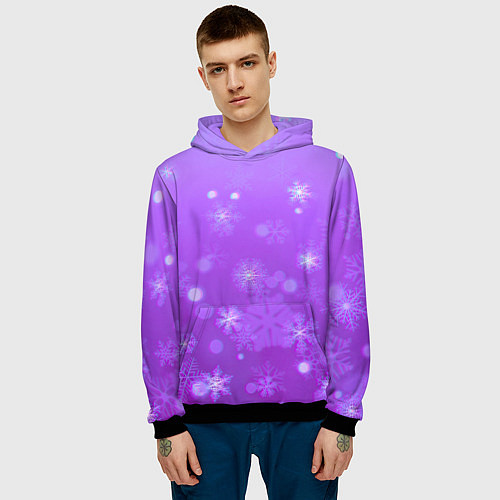 Мужская толстовка Резные снежинки глитч / 3D-Черный – фото 3