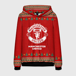 Толстовка-худи мужская Manchester United new year, цвет: 3D-черный