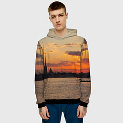 Толстовка-худи мужская Петропавловская крепость ранним утром, цвет: 3D-черный — фото 2