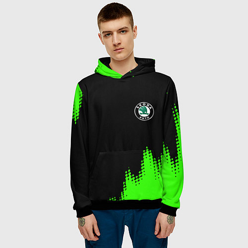 Мужская толстовка Skoda краски зеленые / 3D-Черный – фото 3